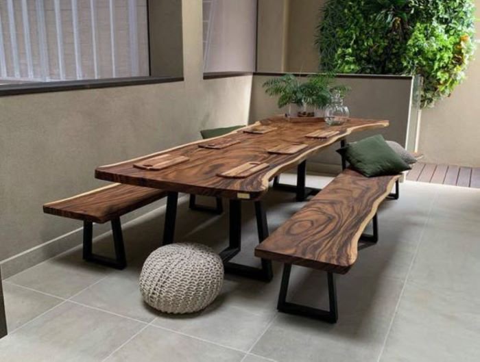 Bộ bàn ghế k3 gỗ me tây nguyên tấm
